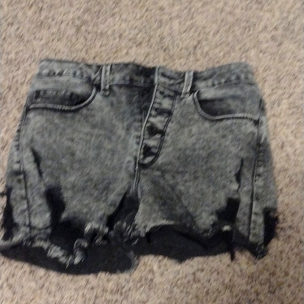 Black ripped jeans shorts distressed